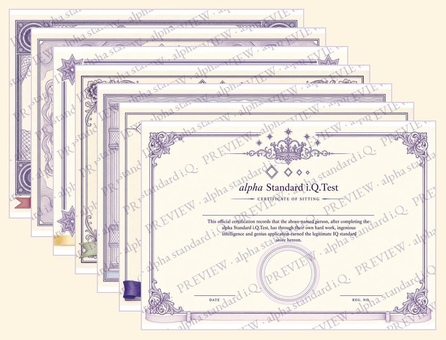 The seven elite certificate designs