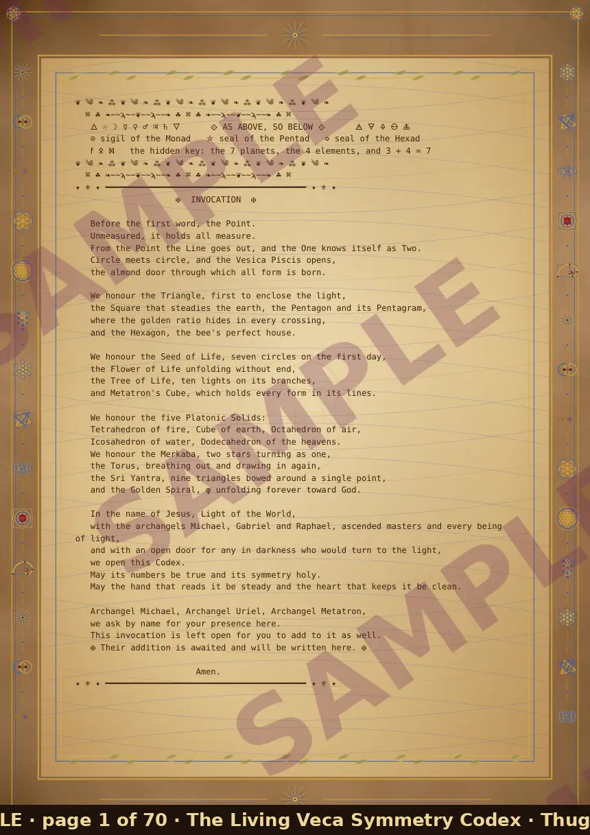 Sample page 1: the Invocation